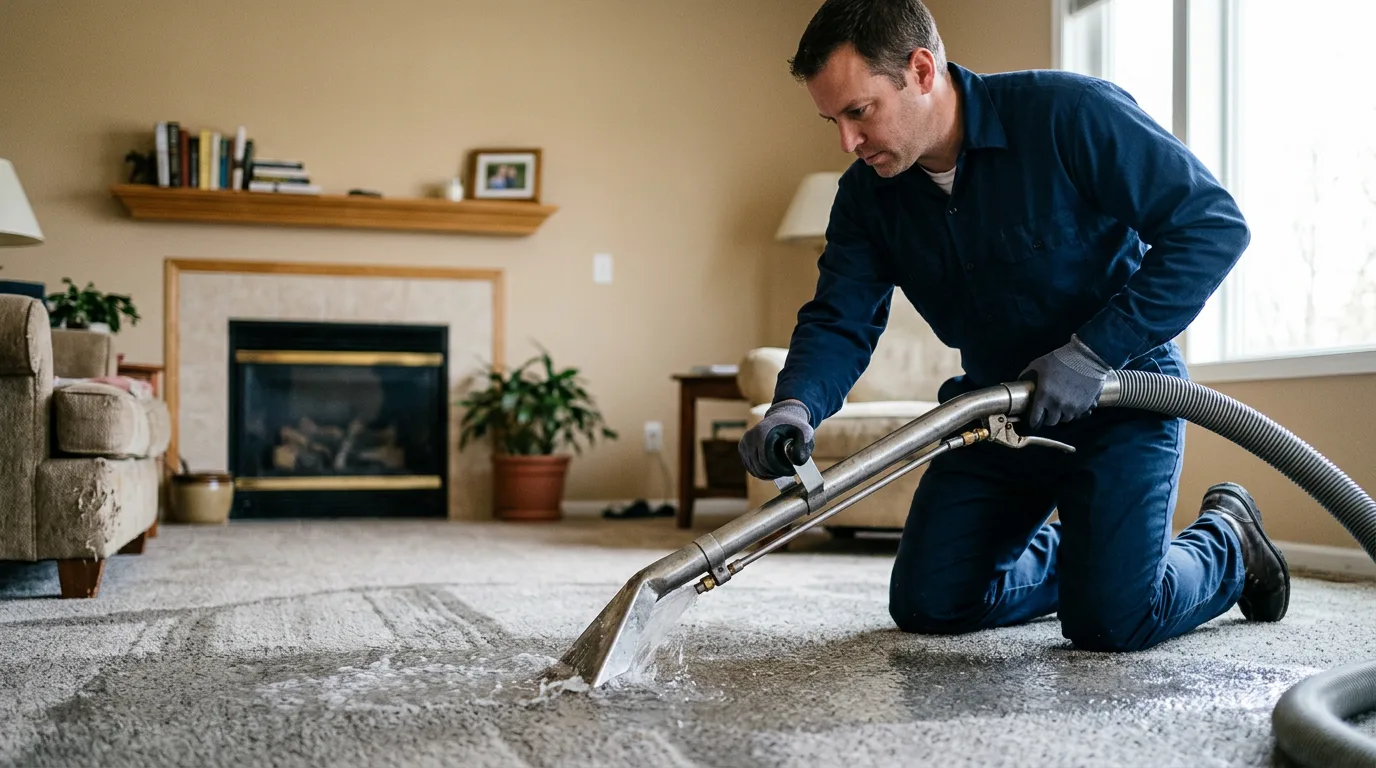 Water damage restoration technician working near Ashland, IL